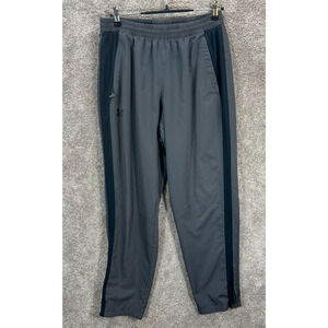 *Under Armour Pants Mens Large Gray Side Stripe‎ Actual 29X30 Heatgear Ankle Zip